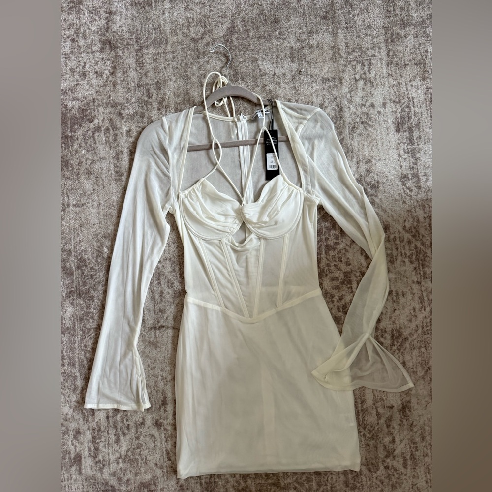 Fashion Nova White Mesh Mini Dress